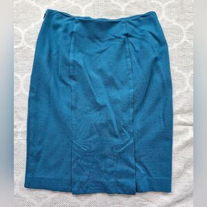 Cabi Sigourney Pencil Skirt Womens Sz 2  Turquoise Blue Pockets Side Zipper GUC